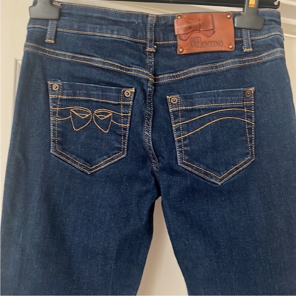 Red Valentino Dark Blue Bow Denim Jeans - Picture 5 of 7